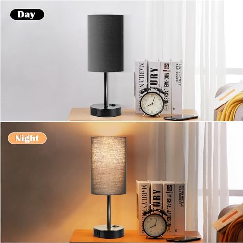 ZJOJO Black Table Lamp Set of 2, 13.8" Small Lamp for Bedroom Nightstand