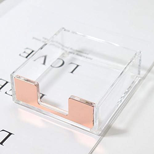 MultiBey Rose Gold Sticky Note Holder Clear Acrylic Memo Pad Dispenser