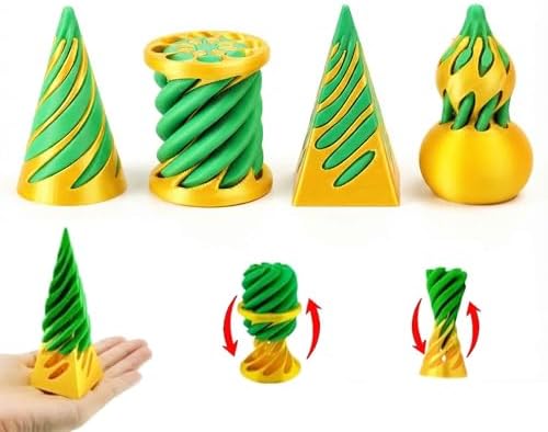 3D Printed Fidget Toys for Adults, 4 Packs Sensory & Stress Relief Desk Toys with Mesmerizing Colors, Smooth Gliding Motion for Anxiety Relief and Focus, Valentines Easter Gift for Him Her He She
