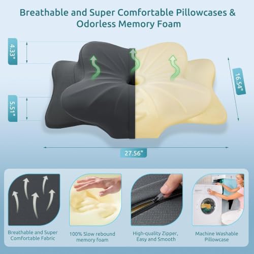 DONAMA Cervical Pillow for Neck Pain, Ergonomic Memory Foam Contour Pillow