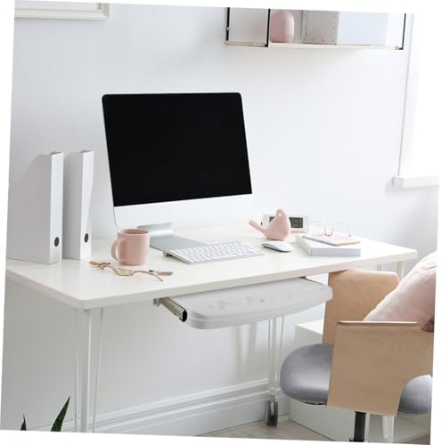 FOMIYES Desk Keyboard Tray Slide with Clamp High Load Abs Plastic Keyboard Shelf Pull for Office Desk Workspace Organizer
