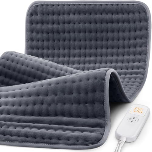 Heating Pad for Back, Neck & Shoulders, Soft Electric Heating Pad with Moist & Dry Heat, Auto-Off, Machine Washable, Birthday Gifts for Women Wife Mom Her (Rock Gray, 17"x33")
