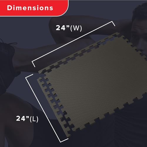 We Sell Mats 3/8" Thick Multipurpose EVA Foam Exercise Floor Mat, Interlocking Tiles, Anti-Fatigue for Home or Gym