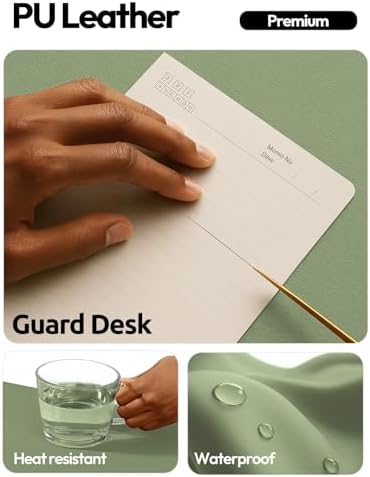 YSAGi Leather Desk Protector, Office Mat, Large Mouse Mat, Non-Slip PU Leather Blotter, Laptop Desk, Waterproof Writing Pad for Office and Home (Bamboo Green, 35.4" x 17")