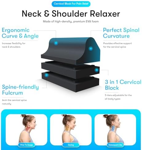 Cervical Traction Orthotic Chiropractic Neck Alignment Device for Spinal Curve Tension Stretching Forward Head Posture Pain Relief and Physical Therapy (Black)