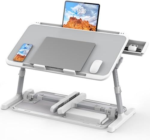 HETTHI Bed Laptop Table Adjustable Foldable Laptop Stand 22.04×12.2in Gray