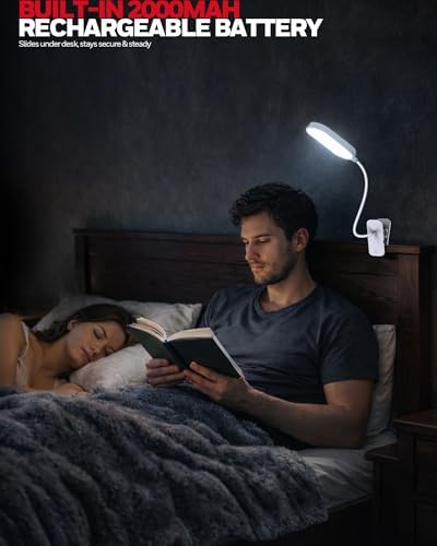 Honeywell Clip On Reading Light,Rechargeable LED 4000K CRI95 Gooseneck Lamp