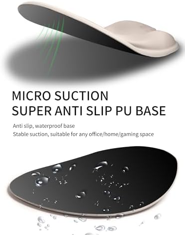 Palm-Rest and Wrist-Hugging Mouse Pad Wrist Rest, Ergonomic Wrist Support with Curve Fitting Cushioned Memory Foam for Carpal Tunnel Pain Relief, 9.9 x 8.3 Inch, Love of Apricot White