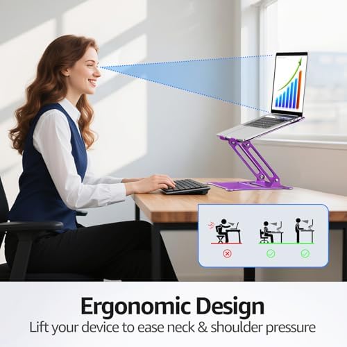 Urmust Adjustable Laptop Stand for Desk, 10-15.6“ Laptop Riser, Purple