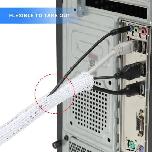 AGPTEK Cable Sleeve, 10ft - 1.5 inch Cable Management Cord Hider, White