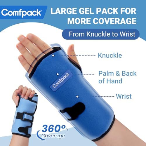 Comfpack Wrist Ice Pack Wrap for Carpal Tunnel Relief with Gel Ice Pack