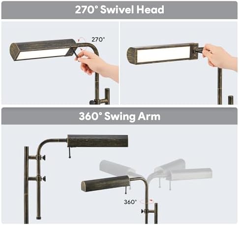 VONLUCE Industrial Table Lamp, Adjustable LED Desk Lamp for Home Office