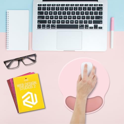Wrist Rest Support Mouse Pad,Ergonomic Memory Foam Mouse Mat 9x10in Non-Slip Rubber Base Pain Relief Mousepad for Computer, Laptop(Loverly Pink Foam)