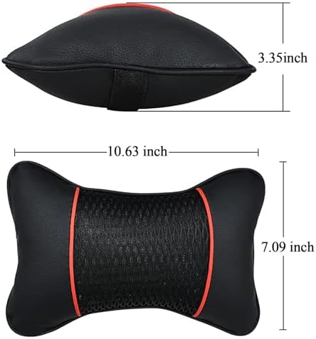 2 Packs Car Neck Pillows Dual-Side PU Leather Car Headrest Support, Red