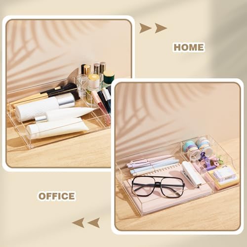 Briwooody Clear Acrylic Drawer Organizer,5 Compartments,Large
