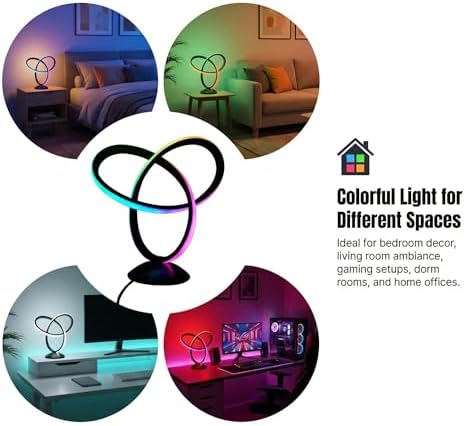 RGB Spiral Table Lamp with Remote, 13 Colors, Dimmable LED Bedside Light