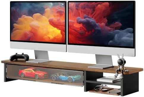 Fenge Monitor Stand with Acrylic Display Drawer for Figures & Collectibles