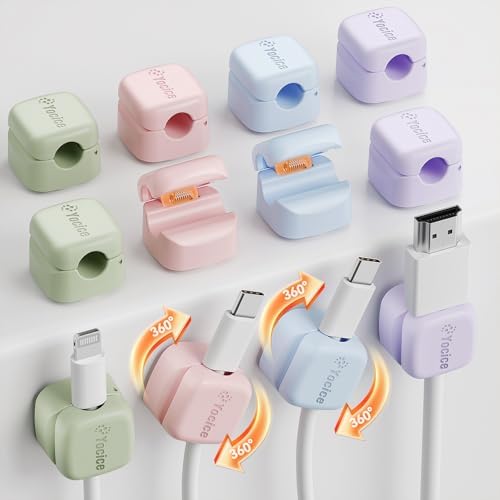 12Pack 360° Rotatable Cord Organizer for Desk Charger, Multicolor