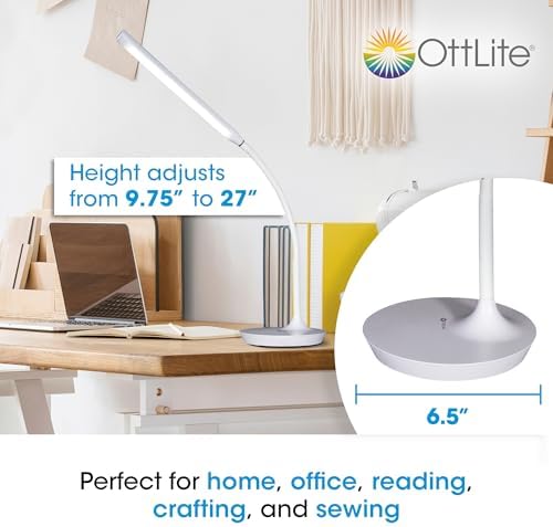 OttLite Extended Reach LED Desk Lamp, White