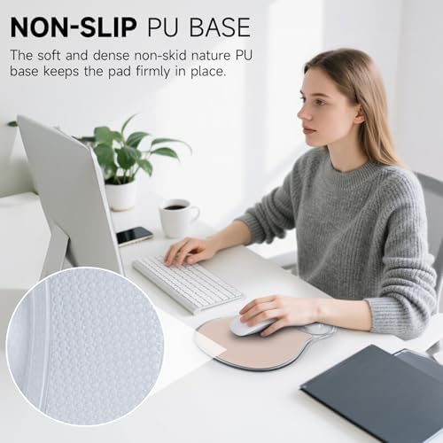 AUPET Ergonomic Mouse Pad with Gel Wrist Support – Non-Slip Mouse Mat with Comfortable Memory Gel Cushion – Relieves Wrist Pain – Designer Pattern for Home Office & Gaming (Flesh Color)