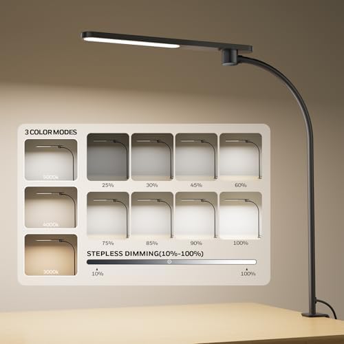 Honeywell HJ2 Clip On LED Desk Lamp with Clamp, Adjustable Reading Light