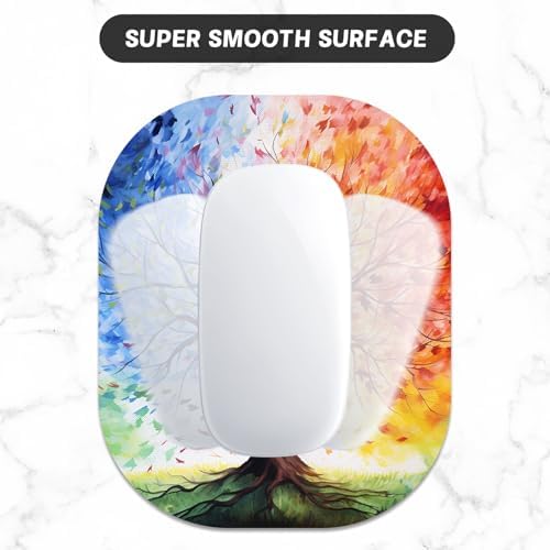 Small Mouse Pad, 6 x 7 Inch, Oval Mini Mouse Pad with Non-Slip Rubber Base for Laptop Wireless Mouse Keyboard Tray Mousepad, Colorful Trees
