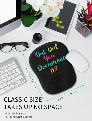 Hokafenle Ergonomic Wrist-Hugging Mouse Pad Wrist Support, U-Shaped Holding Wrist Rest Mousepad for Carpal Tunnel Pain Relief with Cushioned Memory Foam Slope Massage Bulge (10.2x8.3 in,Document it)