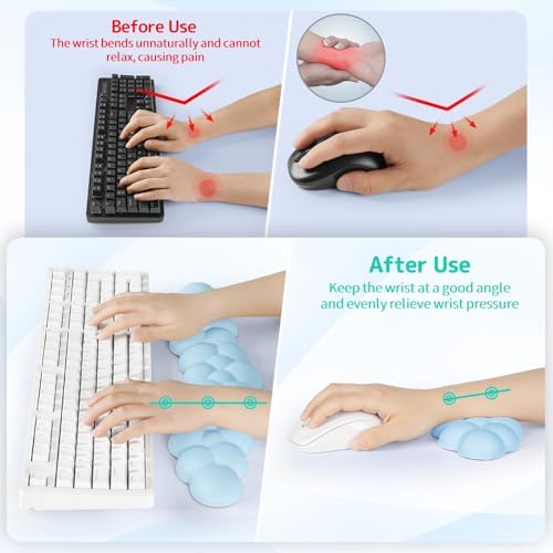 Sushret Cloud Wrist Rest for Keyboard and Mouse, Cloud Keyboard Wrist Rest