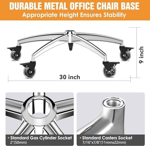Office Chair Base with Casters (3300 lbs) - Heavy Duty Alloy, Universal Fit