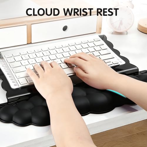 Black Acrylic Keyboard Stand with Wrist Rest，Detachable/Adjustable Width
