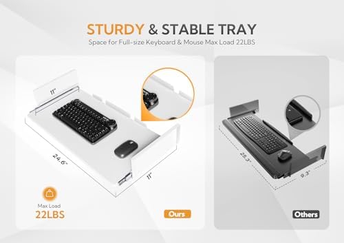 YDN Standing Desk, Height Adjustable Computer Desk with Keyboard Tray, 48 Inch White Ergonomic Desk for Home Office and Gaming
