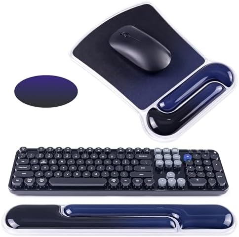 Ospelelf Mouse Pad with Wrist Rest and Ergonomic Gel Keyboard Hand Wrist, Support for Typing Gaming, Relieve Wrist Pain, Cool & Easy to Clean, for Office, Programmer, Home Computer Use Black Blue
