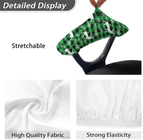 Office Chair Arm Rest Covers 2PCS/Set Deer Snowflake Print Anti-Dust Soft Computer Chair Arm Rest Covers with Elastic Edge, Easy to Install & Clean, Home Decor