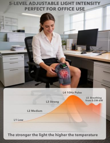 Red Light Therapy Knee Massager with Heat: Grey Gray Cordless Vibration Massage Knee Wrap 6000mAh Rechargeable Near Infrared Light Device 660nm & 850nm for Shoulder Elbow,Gifts for Women Mother's Day