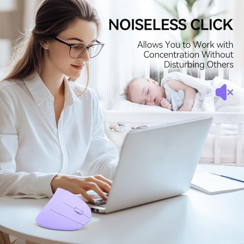 TECKNET Ergonomic Mouse, 4800 DPI Wireless Bluetooth Vertical, 3-Device