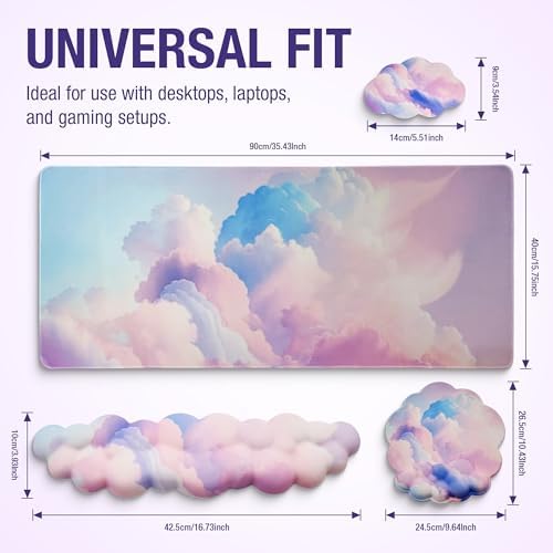 Premium Quality Cloud Wrist Rest Keyboard, Mouse Pad, Wrist Rest Pad, Wrist Rest for Computer Keyboard, Cloud Drink Coaster and Mouse Pad