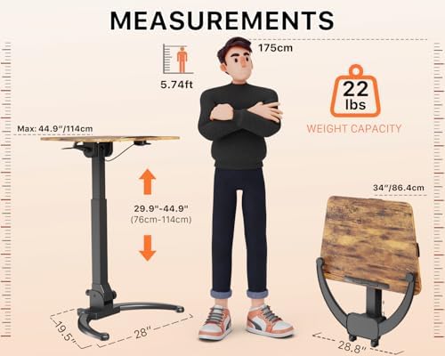 JOY worker Foldable Rolling Standing Desk, 90° Tilt Sit Stand Portable Desk