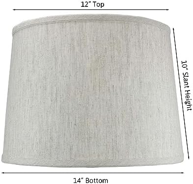 12x14x10 Textured Oatmeal Drum Lampshade Height with Brass Spider fitter - Perfect for table and Desk lamps - Medium, Off-white
