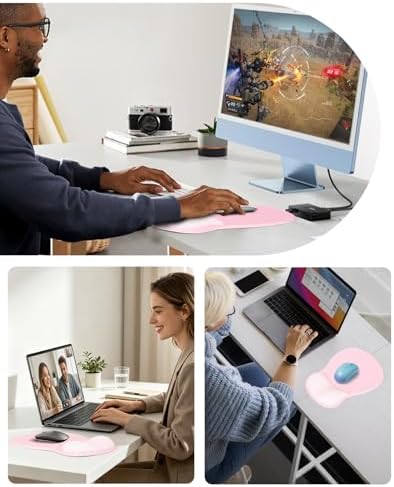 Ergonomic Mouse Pad with Wrist Rest, Mousepad with Memory Foam Support for Pain Relief, Non-Slip Base for Computer, Laptop, Office & Home, 10.2 x 7.5 in