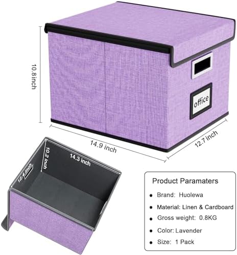 File Organizer Box with Lids, Collapsible File Folder Organizer