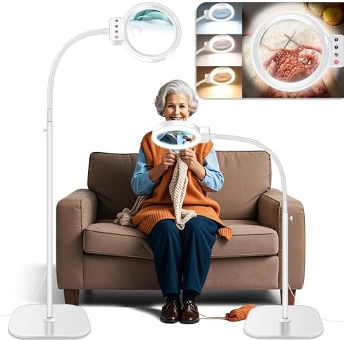 30X 10X Large Floor Magnifying Glass with Light and Stand