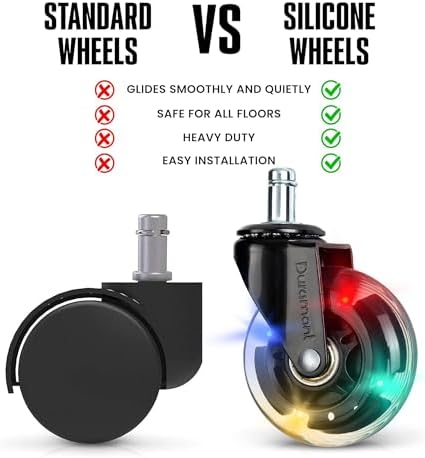 Office Chair Wheels - Set of 5 Rollerblade-Style Caster Wheels, Smooth & Quiet Rolling, Protects Hardwood Floors & Carpets, Universal Fit, Durable and Long-Lasting - Multicolor