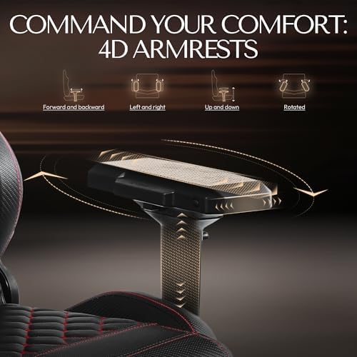 Dowinx Gaming Chair Big and Tall, Video Game Chairs with Footrest, PC Gamer Chairs for Adults - Padded High Back Ergonomic Reclining Silla Gamer, 4D Armrest, 400LBS, Black