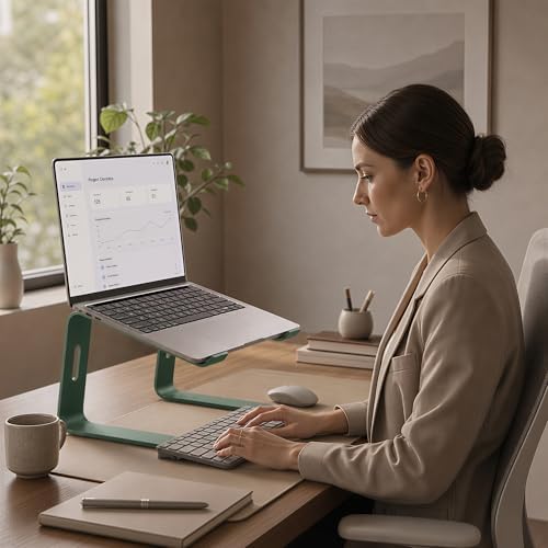 Orionstar Ergonomic Laptop Stand, Aluminum Riser, 10-15.6",Green