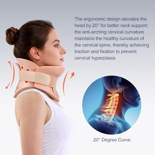 2 1/4 In Rigid Neck Brace Cervical Collar with Neck Support Foam Lightweight Soft Brace, Adjustable Cervical Traction Collar Relieves Neck Pain and Decompression for Men and Women (Neck height 2 1/4 Inch, Small)