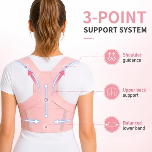Back Brace Posture Corrector for Women, Invisible Under Clothes for Office and Daily Wear, Adjustable Upper Back Support for Slouching, Rounded Shoulders, Neck and Shoulder Comfort