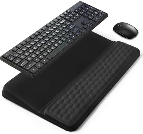 Wrist Rest with Keyboard Stand, Ergonomic Keyboard Riser Holder with Memory Foam Wrist Support Pad, Desk Cushion Easy Typing for Home Office Laptop Computer Gaming, Black