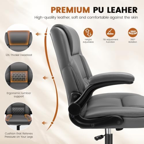 Office Desk Chair, Ergonomic Computer Chair with Flip-Up Arms