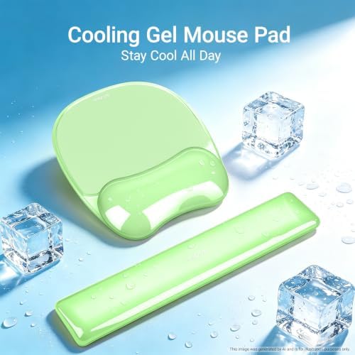 MOSISO Cooling Gel Wrist Rest Support for Mouse Pad&Keyboard Set, Green
