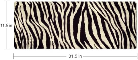 Zebra Striped Printed Desk Mat Large Gaming Mouse Pad XL Extended Mousepad Desk Pad Big Keyboard Pad Desktop Mouse Mat 31.5"x11.8" Deskmat for Gamers with Stitched Edges Non-Slip Rubber Base